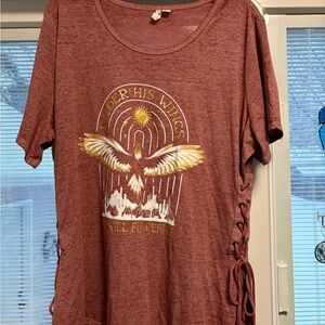 Cato Maroon Graphic Tee with Side Ties